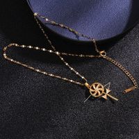 Simple Style Cartoon Character Heart Shape Bow Knot Copper Inlay Zircon Pendant Necklace sku image 59