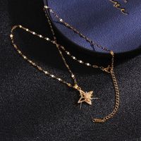 Simple Style Cartoon Character Heart Shape Bow Knot Copper Inlay Zircon Pendant Necklace sku image 63