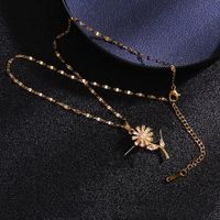 Simple Style Cartoon Character Heart Shape Bow Knot Copper Inlay Zircon Pendant Necklace sku image 57
