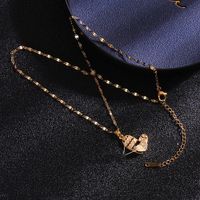 Simple Style Cartoon Character Heart Shape Bow Knot Copper Inlay Zircon Pendant Necklace sku image 67