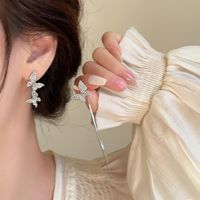1 Pair Sweet Flower Bow Knot Alloy Plating Inlay Artificial Rhinestones Women's Drop Earrings sku image 2