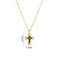 Retro Cross Copper Inlay Zircon Pendant Necklace sku image 81