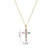 Retro Cross Copper Inlay Zircon Pendant Necklace sku image 75