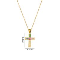 Retro Cross Copper Inlay Zircon Pendant Necklace sku image 70