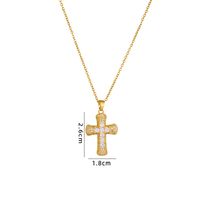 Retro Cross Copper Inlay Zircon Pendant Necklace sku image 84