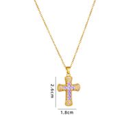 Retro Cross Copper Inlay Zircon Pendant Necklace sku image 85
