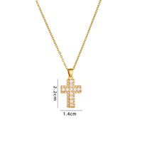 Retro Cross Copper Inlay Zircon Pendant Necklace sku image 38
