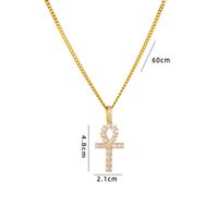 Retro Cross Copper Inlay Zircon Pendant Necklace sku image 105