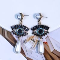 1 Paire Brillant L'oeil Du Diable Incruster Alliage Strass Perle Boucles D'oreilles main image 1