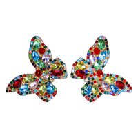 1 Paire Brillant Papillon Incruster Alliage Strass Boucles D'oreilles main image 2