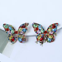 1 Pair Shiny Butterfly Inlay Alloy Rhinestones Ear Studs main image 1