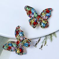 1 Paire Brillant Papillon Incruster Alliage Strass Boucles D'oreilles main image 3