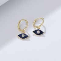1 Pair Ig Style Eye Epoxy Plating Inlay Sterling Silver Zircon 14k Gold Plated Drop Earrings main image 7