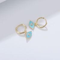 1 Pair Ig Style Eye Epoxy Plating Inlay Sterling Silver Zircon 14k Gold Plated Drop Earrings sku image 1
