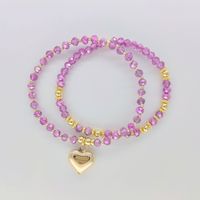 Estilo Moderno Forma De Corazón Color Sólido Vidrio Tejido De Punto Mujeres Pulsera main image 8