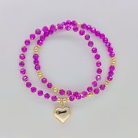 Modern Style Heart Shape Solid Color Glass Knitting Women's Bracelets main image 3