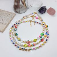 Ig Style Letter Fruit Freshwater Pearl Soft Clay Copper Beaded Knitting Plating 18k Gold Plated Necklace main image 1