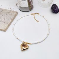 Simple Style Heart Shape Glass Beaded Women's Pendant Necklace sku image 2
