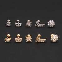 1 Piece Ig Style Simple Style Star Flower Plating Inlay Brass Zircon 18k Gold Plated White Gold Plated Cartilage Earrings main image 5
