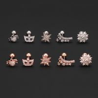 1 Piece Ig Style Simple Style Star Flower Plating Inlay Brass Zircon 18k Gold Plated White Gold Plated Cartilage Earrings main image 4
