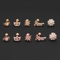 1 Piece Ig Style Simple Style Star Flower Plating Inlay Brass Zircon 18k Gold Plated White Gold Plated Cartilage Earrings main image 3