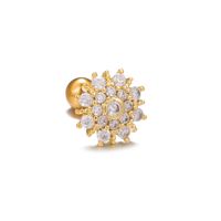 1 Piece Ig Style Simple Style Star Flower Plating Inlay Brass Zircon 18k Gold Plated White Gold Plated Cartilage Earrings sku image 4