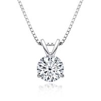 Simple Style Round Sterling Silver Inlay Moissanite Pendant Necklace sku image 1