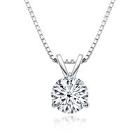 Simple Style Round Sterling Silver Inlay Moissanite Pendant Necklace main image 4
