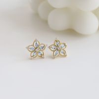 1 Pair Simple Style Flower Inlay Sterling Silver Zircon Ear Studs main image 1