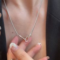 Simple Style Solid Color Sterling Silver Chain Necklace sku image 1