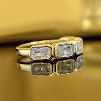 Simple Style Square Sterling Silver Inlay Zircon Rings main image 5
