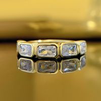 Simple Style Square Sterling Silver Inlay Zircon Rings sku image 1