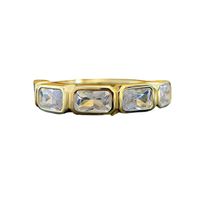 Simple Style Square Sterling Silver Inlay Zircon Rings main image 3