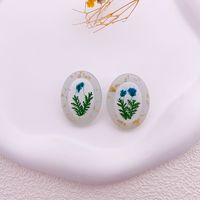 1 Pair Simple Style Flower Printing Plastic Resin Ear Studs sku image 3
