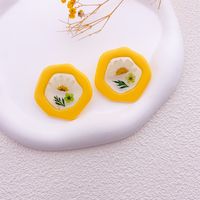 1 Pair Simple Style Flower Printing Plastic Resin Ear Studs sku image 6
