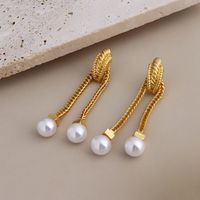 1 Pair Simple Style Solid Color Patchwork Imitation Pearl Drop Earrings main image 5