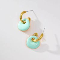 1 Pair Retro Round Enamel Copper Drop Earrings sku image 2