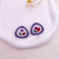 1 Pair Simple Style Flower Printing Plastic Resin Ear Studs sku image 4