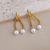 1 Pair Simple Style Solid Color Patchwork Imitation Pearl Drop Earrings main image 4