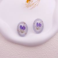 1 Pair Simple Style Flower Printing Plastic Resin Ear Studs sku image 5
