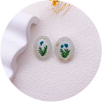 1 Pair Simple Style Flower Printing Plastic Resin Ear Studs main image 3