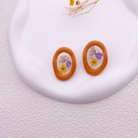 1 Pair Simple Style Flower Printing Plastic Resin Ear Studs sku image 2