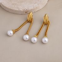 1 Pair Simple Style Solid Color Patchwork Imitation Pearl Drop Earrings main image 3
