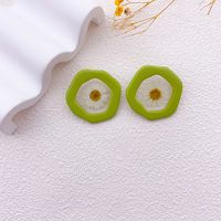 1 Pair Simple Style Flower Printing Plastic Resin Ear Studs sku image 7