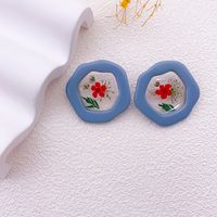 1 Pair Simple Style Flower Printing Plastic Resin Ear Studs sku image 8
