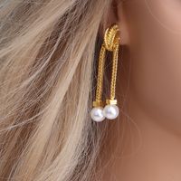1 Pair Simple Style Solid Color Patchwork Imitation Pearl Drop Earrings main image 2