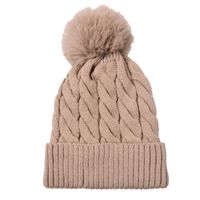 Unisex Simple Style Classic Style Solid Color Twist Pom Poms Wool Cap main image 3