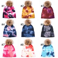 Unisex Ig-stil Strassenmode Tie-dye Pompons Wollmütze main image 1