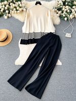 Daily Women's Vintage Style Color Block Stripe Polyester Blending Pants Sets Pants Sets main image 5