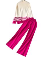 Täglich Frau Vintage-stil Farbblock Streifen Polyester Mischen Hosen-sets Hosen-sets main image 4